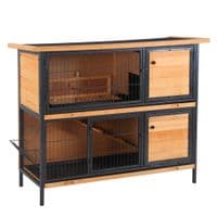 Wooden Metal Rabbit Hutch Pet House Bunny W/Slide-Out Tray Outdoor Light Yellow