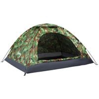 2 Person Camping Tent Camouflage Tent w/Zipped Doors Handy Bag Multicoloured