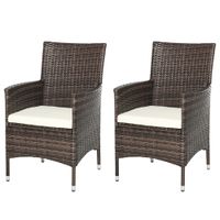 Rattan Chair Patio Sofa Chairs Set Cushioned Outdoor Rattan Furniture Armrests861-004BN
