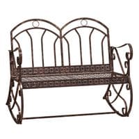 Garden Antique Rocking Chair Metal Bench One Double Seater 2-seat Armrest84B-081