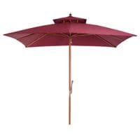 3x3m Patio Garden Sun Umbrella Sunshade Folding Bamboo Parasol W/2 Pulley840-116
