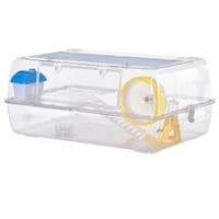 2 Storey Hamster Cage w/Running Wheel Hut Drinker Feeding Bowl Transparent