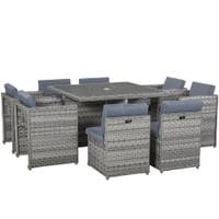 Patio 9 PCs Rattan Dining Table Chair Set Garden Wicker Cube Sofa Furniture