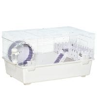 Two-Tier Hamster Cage Gerbil Haven W/Exercise Wheel, Water Bottle, Ladder, White