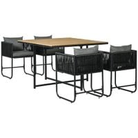 5-PC Rattan Dining Set, 4-seater Rattan Cube Dining Sets w/Space-saving Design