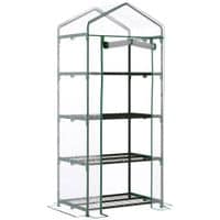 Portable 4-Tier Mini Greenhouse Plant Grow House Shed w/Clear Cover Outdoor