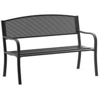 Garden Bench Furniture Seat Park 2 Person Chair Steel Black 120cm Outdoor