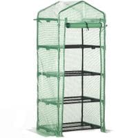 4-Tier Portable Greenhouse Plant Shed with PE Cover Roll-up Door, 70x50x160 cm845-228V02