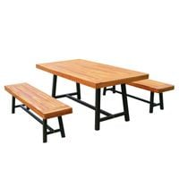 Garden 3 Pieces Acacia Wood Picnic Dining Set Outdoor Indoor Furniture Natural