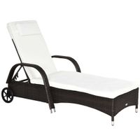 Adjustable Rattan Sun Lounger Outdoor Recliner Chair w/Cushion Garden Pool862-005V01BN