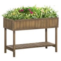 Elevated Wooden Herb Garden Raised Bed Vegetable Planter Stand Boxes w/Shelf845-238V01BN