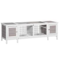 Indoor Rabbit Hutch Separable Guinea PIG Cage Bunny Run W/Slide Out Tray - Grey