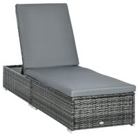 Garden Rattan Recliner Lounger Furniture Sun Lounger Recliner Bed Chair Grey
