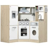 Kids Kitchen Playset W/Storage Space, Phone, Microwave, Oven, Range Hood