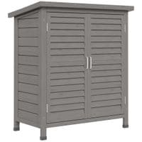 Garden Storage Shed Wooden Garage Organisation Outdoor Cabinet W/Doors, Grey