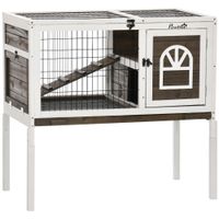 Rabbit Hutch Guinea PIG Cage W/Removable Tray, Openable Roof