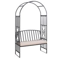 Garden Arbor Arch with Bench Metal Padded Seat Outdoor Decoration Patio
