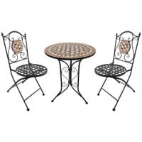 3 Pcs Mosaic Bistro Table Chair Set Patio Garden Dining Furniture Outdoor