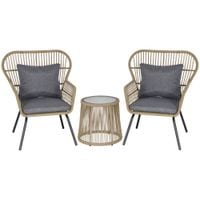 3 Pieces Outdoor Patio Set 2 Chairs 1 Coffee Table Garden Balcony Deck863-061V70GY