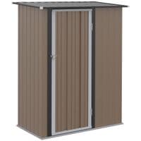 Outdoor Storage Shed Steel Garden Shed W/Lockable Door for Backyard Brown