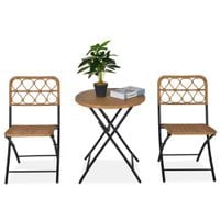 3 Pcs Foldable Rattan Wicker Bistro Set, Coffee Table and Chairs863-054