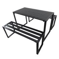 3Pcs Outdoor Dining Set Metal Picnic Beer Table Bench for Patio Garden Black