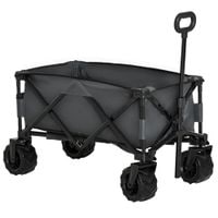 Outdoor Pull Cart Folding Cargo Wagon Trailer Beach Garden W/Handle Dark Grey