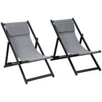 Set of 2 Chaise Lounge Recliner Chair Adjustable Sun Lounger for Garden Patio84B-342V71CG