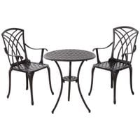 3 Piece Coffee Table Chairs Outdoor Garden Furniture Set with 35mm Umbrella Hole