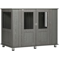 Dog Cage End Table for Dog, Stylish Pet Kennel w/Magnetic Doors, GreyD02-074V81GY