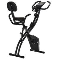 2-in-1 Folding Exercise Bike Upright Cycling Magnetic w/Resistant Band Black