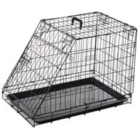Metal Collapsible Car Dog Cage Folding Transport Carrier Removable Tray