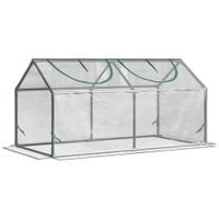 Mini Greenhouse with 2 Windows, Plant Flower Herbs Growing, PVC Cover, Clear