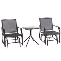Glider Rocking Chair & Table Set 2-Seater Swing Chair Patio Bistro Set Grey