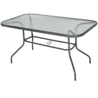 Aquatex Glass Garden Table Curved Metal Frame Parasol Hole 4 Legs Outdoor84B-376