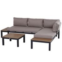 3 PCs Garden Outdoor Sectional Corner Sofa Lounge and Coffee Table Set w/Cushion