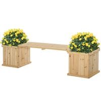 Wooden Garden Planter and Bench Combination Garden Raised Bed for Patio Park