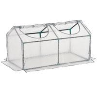 Mini Greenhouse with 2 Windows, Plant Flower Herbs Growing, PE Cover, White
