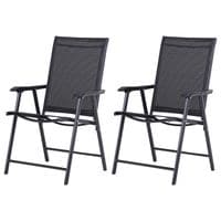 2 Pieces Metal Garden Chairs Outdoor Patio Folding Yard Furniture for Patio84B-381BK