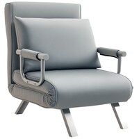 Single Sofa Bed Armchair Sofa Bed Guest Sleeper Lounge with Pillow Light Grey