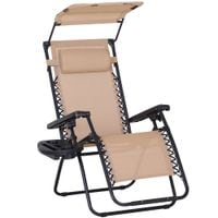Zero Gravity Chair Adjustable Reclining Seat W/Cup Holder & Canopy Shade84B-388CW