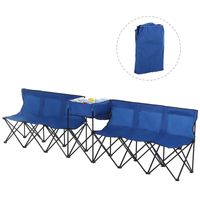 6 Seat Folding Sports Bench Portable Camping Bench with Cooler Bag, Carrying Bag84B-382BU