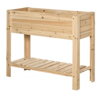 Wooden Raised Garden Bed Outdoor Plant Stand Box with Clapboard 100 X 40 X 84cm