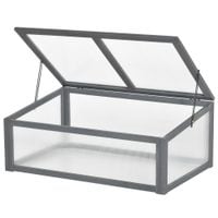 Square Wooden Outdoor Greenhouse w/Openable Cover PC Board 100 X 65 X 40cm Grey