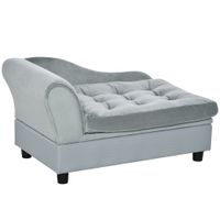 Dog Sofa Chair Pet Couch W/Soft Cushion Storage, for Small Dogs, Cats - Grey
