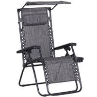 Zero Gravity Chair Adjustable Reclining Seat W/Cup Holder & Canopy Shade84B-388CG