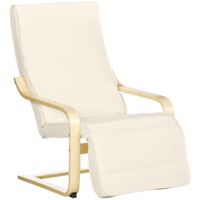 Deck Lounge Chair Garden Recliner Cream White Adjustable