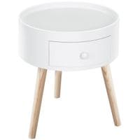 Coffee Table Furniture Bedroom Round Corner Drawer Storage Unit White Office