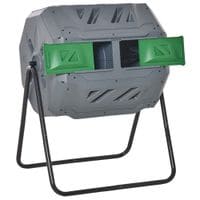 Garden Compost Bin Dual Tumbler Rotating Outdoor Composter with Sliding Doors845-490GY