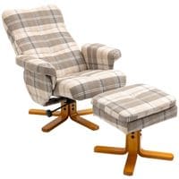 Linen-Feel Fabric Recliner Chair with Ottoman Footrest Storage Space Multi-colour